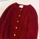 Red Vintage Soft Knit Cardigan for Women