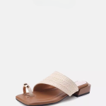 Vintage Woven Toe Ring Chunky Heel Sandals - Image 6
