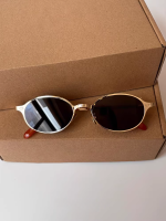 Tea Brown Lens Gold Rim Face-Flattering Sunglasses for Women - Image 6