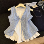 Sweet Girl Plaid Tie-Front Blouse