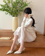 Ivory Floral Lace Kitten Heel Mules – Pointed Toe - Image 16