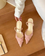 Ivory Floral Lace Kitten Heel Mules – Pointed Toe - Image 11