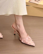 Ivory Floral Lace Kitten Heel Mules – Pointed Toe - Image 9