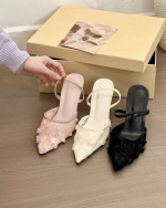 Ivory Floral Lace Kitten Heel Mules – Pointed Toe - Image 7