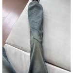 Retro Blue Pleated Cargo Flare Jeans