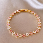 Pink Square Zircon Bracelet for Women