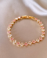 Pink Square Zircon Bracelet for Women
