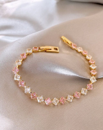 Pink Square Zircon Bracelet for Women - Image 6