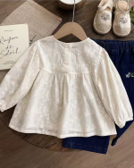 Mori Style Girls Lace Embroidered Base Layer Top - Image 4