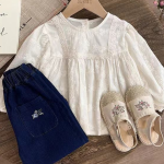 Mori Style Girls Lace Embroidered Base Layer Top
