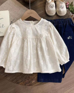 Mori Style Girls Lace Embroidered Base Layer Top - Image 2