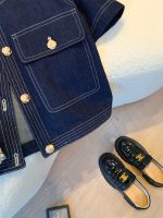 Women’s Vintage Chic Denim Short Sleeve Jacket – Round Neck Cropped Top - Image 6