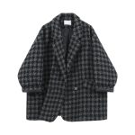 Checkered pattern black-white-Gray thick blazers - Image 6