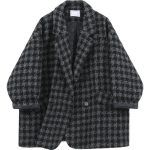 Checkered pattern black-white-Gray thick blazers - Image 5