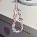 Sakura Metal Heart Phone Case Universal CCD Camera Strap Short Cord Chain Pendant Gentle - Image 4