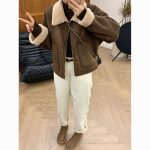 European-Style High-End Sheepskin-Lamb Wool Coat for Women, Thickened Motorcycle Jacket with Turn-Down Collar - Image 4