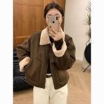 European-Style High-End Sheepskin-Lamb Wool Coat for Women, Thickened Motorcycle Jacket with Turn-Down Collar - Image 2