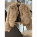 Women's Faux Fox Fur Coat - Short Style, Korean Version, Tie Design, Thick and Versatile - Image 3