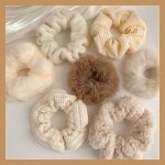 Latte Color Plush Hair Tie for Women - High Ponytail Rubber Band new Trend - Image 3