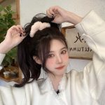 Latte Color Plush Hair Tie for Women - High Ponytail Rubber Band new Trend - Image 6