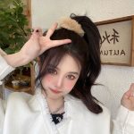 Latte Color Plush Hair Tie for Women - High Ponytail Rubber Band new Trend - Image 5