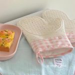 Korean Style Pink Checkered Cotton-Padded Silicone Gloves - Non-Slip, Heat-Resistant, Microwave Safe, Anti-Scald - Image 7