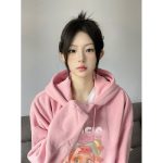 Silver Fox Fleece Cotton Hoodie for Women | Lazy Chic Art Student Pullover in Soft Pink 450GSM - Image 2