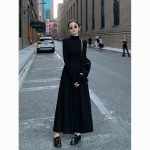 Elegant Audrey Hepburn-Inspired Midi Dress for Women | Korean Slim-Fit Long Skirt