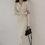 Slim-Fit Knit Sweater Dress for Women | Over-the-Knee Waist-Cinching Bodycon Dress for Layering - Image 6
