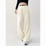 High-Waist Wide-Leg Trousers Women - Elegant Loose Straight-Leg Pants - Image 3