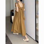 Sweet Backless Flutter Sleeve Bow Tie Dress – Summer Slimming A-Line Long Dress for Vacation - Image 6