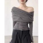 Off-Shoulder Knitted Sweater for Women | Fall New Arrival, Elegant French-Style, High-End Feel Top - Image 3