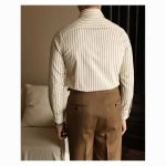 Men’s Casual Striped Long Sleeve Shirt -  Wrinkle-Resistant Slim Fit with Pointed Collar, Versatile Gentleman Shirt - Image 10