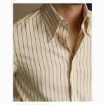 Men’s Casual Striped Long Sleeve Shirt -  Wrinkle-Resistant Slim Fit with Pointed Collar, Versatile Gentleman Shirt - Image 8
