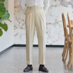 Casual Italian Retro Suit Pants for Men - Straight-Leg Naples British Business Trousers with Paris Button - Image 2