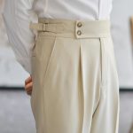 Casual Italian Retro Suit Pants for Men - Straight-Leg Naples British Business Trousers with Paris Button