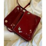 Vintage Red Patent Leather Small Square Bag, Fashionable Handbag and Shoulder Crossbody Bag - Image 4