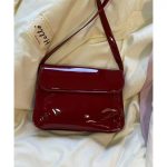 Vintage Red Patent Leather Small Square Bag, Fashionable Handbag and Shoulder Crossbody Bag - Image 5