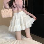 Lace Cake Skirt - High Waist White Tulle Ballet Style Puffy Skirt - Image 10