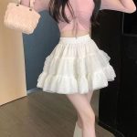 Lace Cake Skirt - High Waist White Tulle Ballet Style Puffy Skirt - Image 7