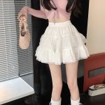 Lace Cake Skirt - High Waist White Tulle Ballet Style Puffy Skirt - Image 5