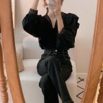 Chic Lace French Ruffle Puff Sleeve Long Sleeve Shirt for Women, V-neck - Image 8
