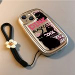 Pink Text Black Cat Cartoon Phone Case for Apple Phones - Image 4