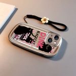 Pink Text Black Cat Cartoon Phone Case for Apple Phones - Image 2