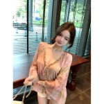 French Sequin V-Neck Chiffon Blouse – Elegant Loose Long Sleeve Statement Shirt for Women - Image 7