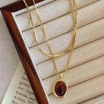 Amber Layered Gold Sweater Necklace for Women – Elegant Fall Winter Fashion Jewelry - Image 2