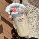 Insulated Water Bottle for Girls – High Aesthetic, Large Capacity, Kids' Portable Student Cup with Straw - Image 5
