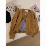 Korean Style Suede Short Jacket for Women – Fashionable Petite Outerwear Versatile Chic Top - Image 3
