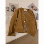 Korean Style Suede Short Jacket for Women – Fashionable Petite Outerwear Versatile Chic Top - Image 2