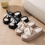 Lace Bow Linen Slippers for Women – Super Soft Sweat Absorbing Non Slip Indoor Outdoor Slides - Image 7